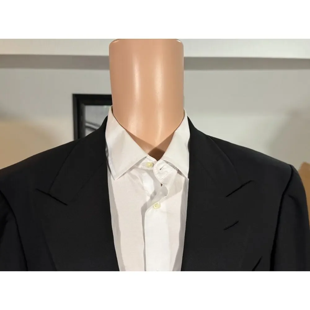 Tom Ford Grossgrain Tuxedo Peak Lapel Black Wool 56 44R 38x28.5 Trousers Windsor